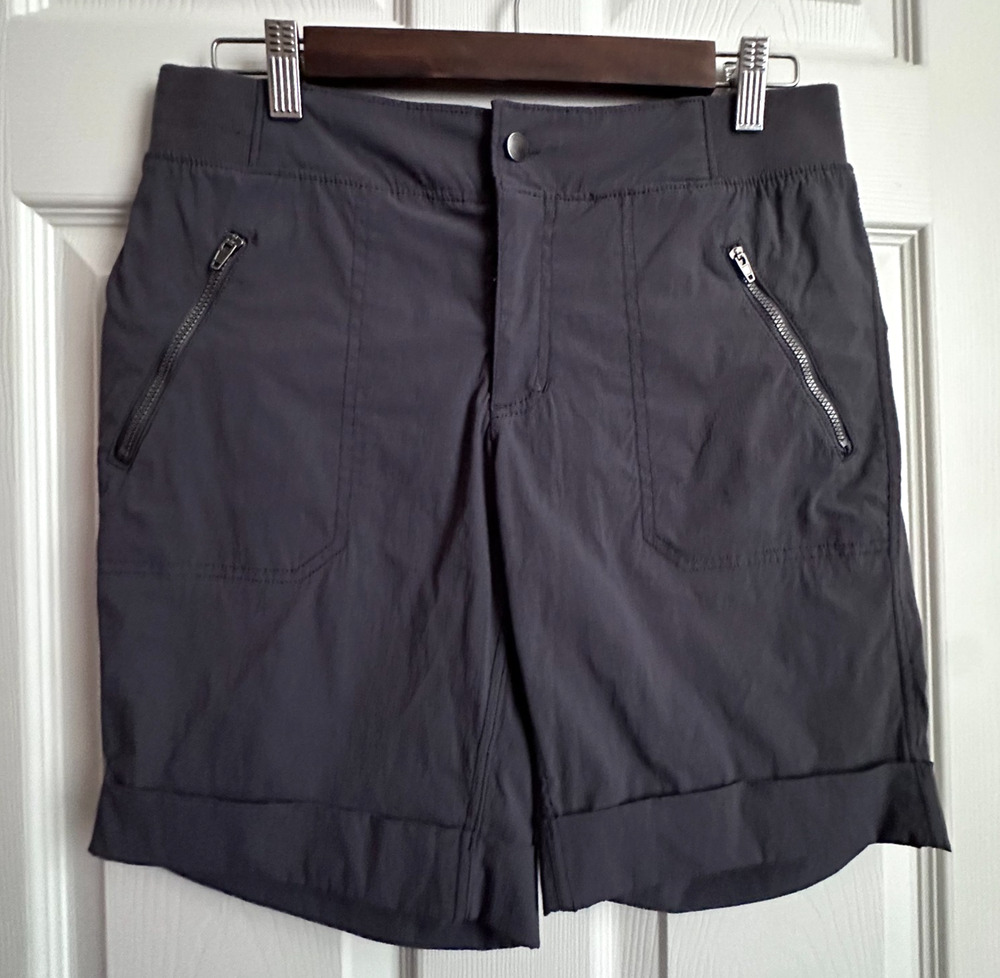 Te Verde Dark Gray Ripstop Hiking Shorts Cuffed Elastic Waist Womens Small